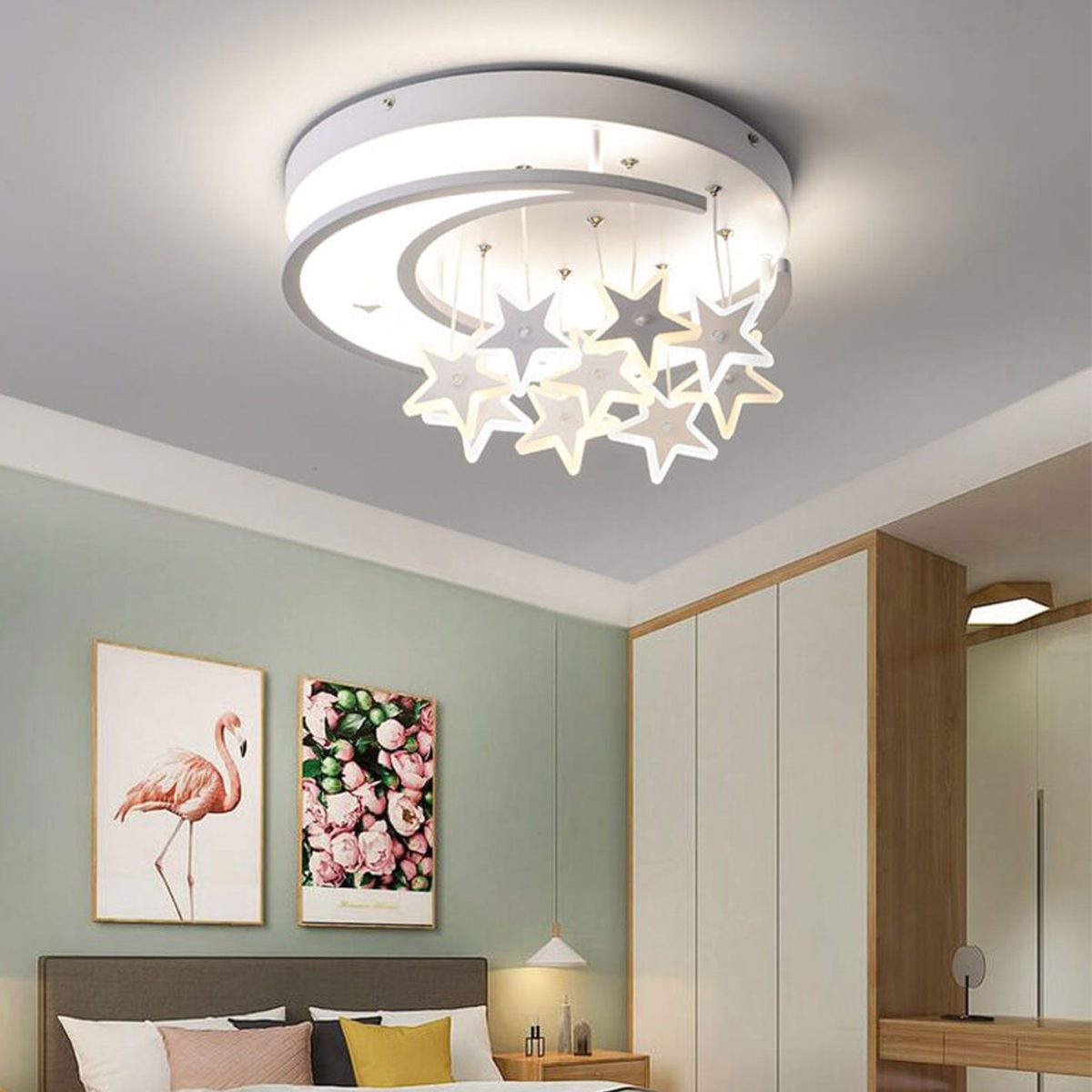 Modern Creative Star Hanging Round LED Flush Mount Ceiling Light - Image 4