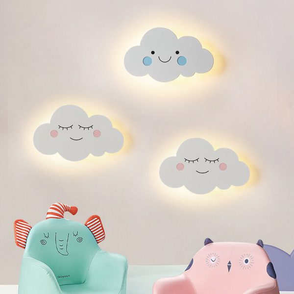 Nordic Creative Clouds Iron Emoji LED Kids Wall Sconce Lamp - Image 9