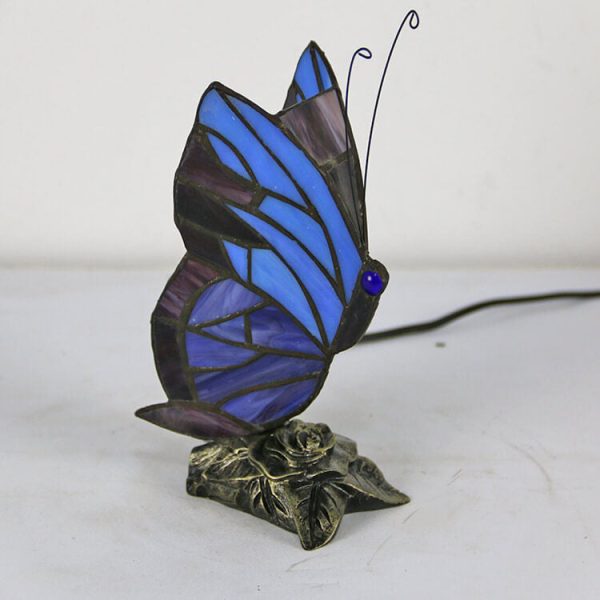 Tiffany Glass Butterfly Shape Night Light 1-Light Table Lamp - Image 9