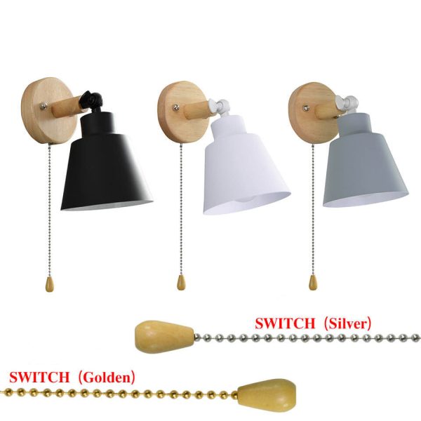 Nordic Minimalist Macaron Solid Color Rotatable Wood 1-Light Wall Sconce Lamp - Image 5