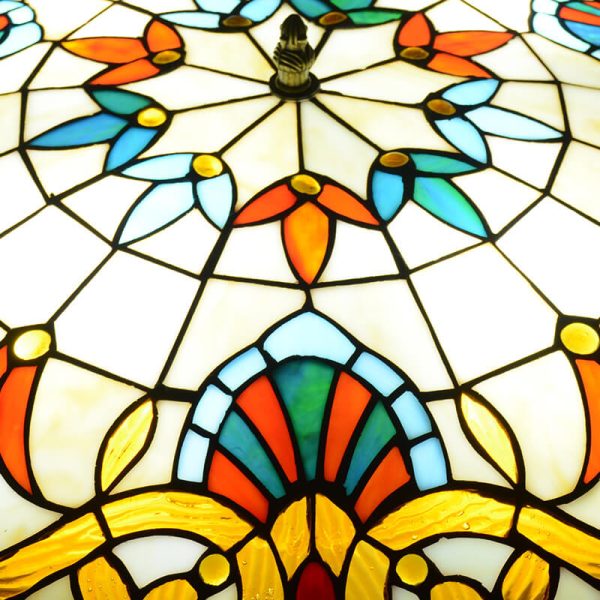 European Tiffany Baroque Round Stained Glass 2/3/4 Light Flush Mount Ceiling Light - Image 13
