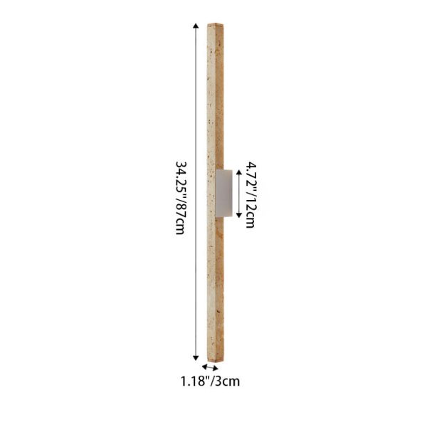 Japanese Wabi-Sabi Yellow Travertine Wood Long Strip LED Wall Sconce Lamp - Image 6