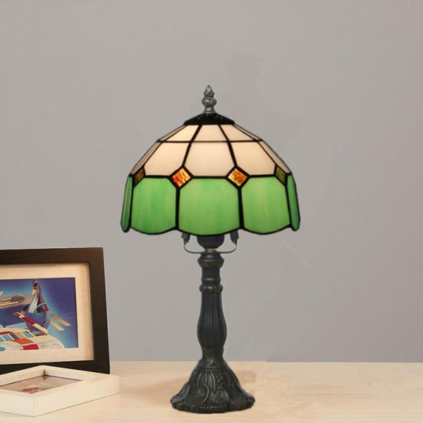 Vintage Tiffany Mediterranean Stained Glass 1-Light Table Lamp - Image 9