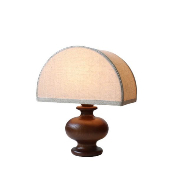 Japanese Wabi-sabi Vintage Solid Wood Fabric 1-Light Table Lamp - Image 4