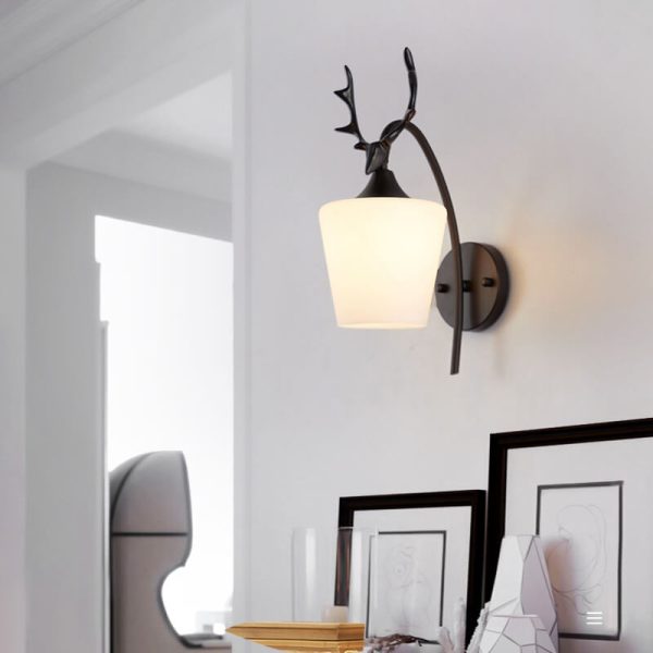 Nordic Creative Antler Glass Cone Shade 1-Light Wall Sconce Lamp - Image 7