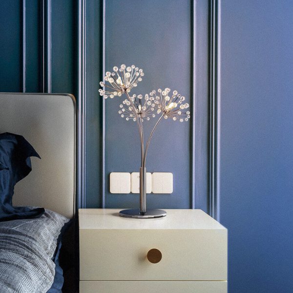 Nordic Creative Dandelion Crystal Bead Iron  3-Light Table Lamp - Image 11