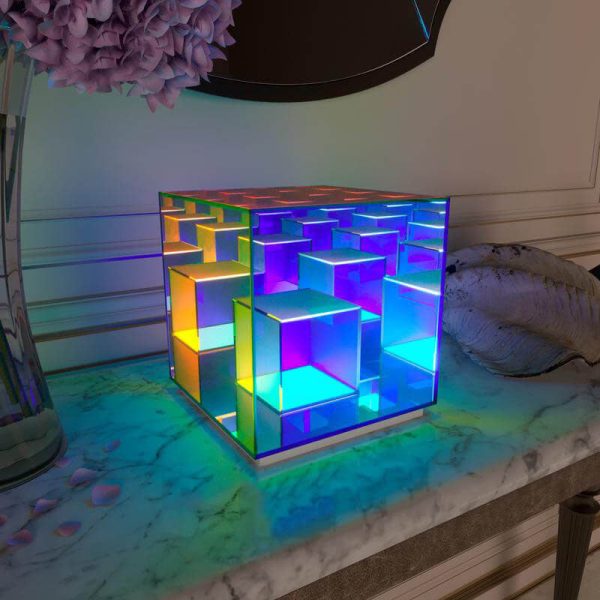 Modern Acrylic RGB Line Rubik's Cube LED Table Lamp - Image 3