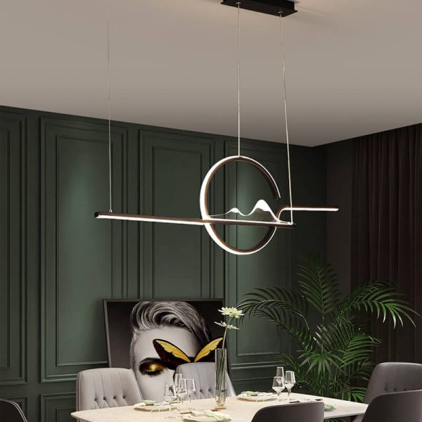 Modern Chinese Minimalist Long Round Landscape Island Light LED Chandelier - Image 2
