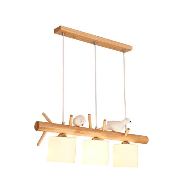 Nordic Minimalist Solid Wood Bird Decor Cylinder 2/3-Light Island Light Chandelier - Image 14