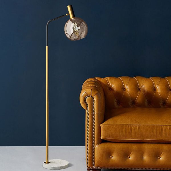 Nordic Minimalist Glass Dome Shade Marble Base 1-Light Standing Floor Lamp - Image 3