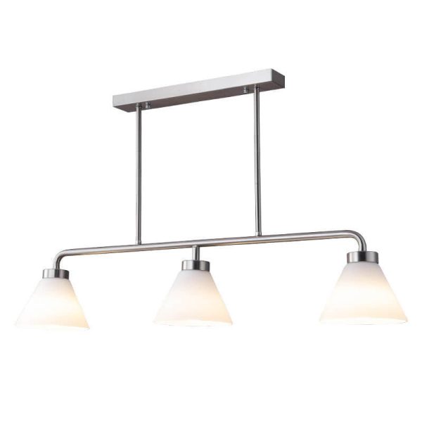 Nordic Vintage Cone Glass Chrome 3-Light Island Light Chandelier - Image 9