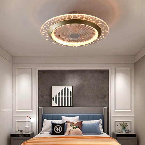 Modern RGB Acrylic Round LED Seme-Flush Mount Ceiling Fan Light - Image 5