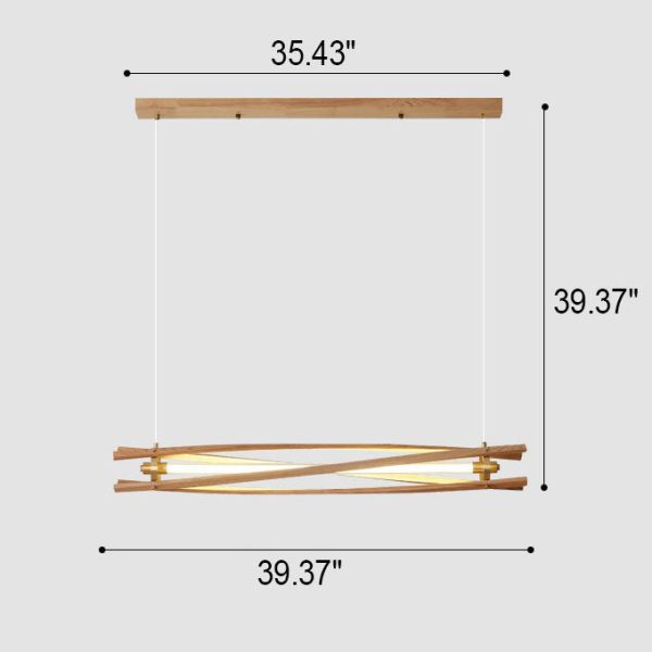 Japanese Minimalist Log Long Column Brass LED Island Light Chandelier - Image 5