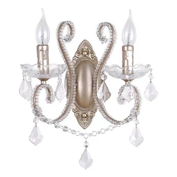 European Vintage Crystal Candelabra 1/2 Light Wall Sconce Lamp - Image 6