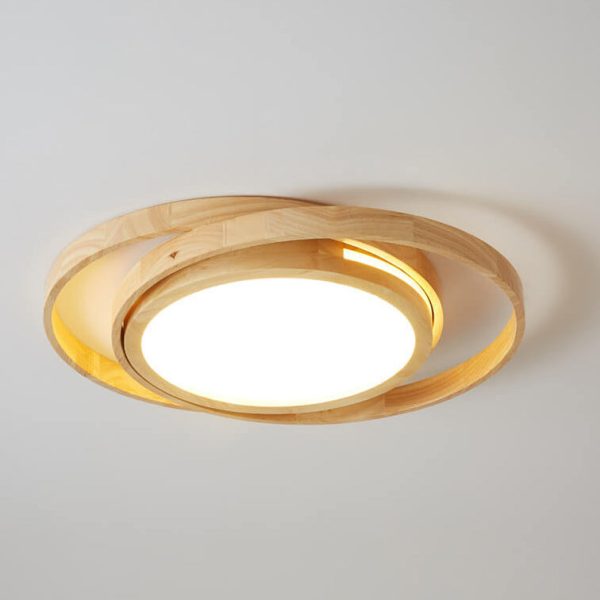Minimalist Log Wooden Circle Ring LED Flush Mount Ceiling Light - Image 19