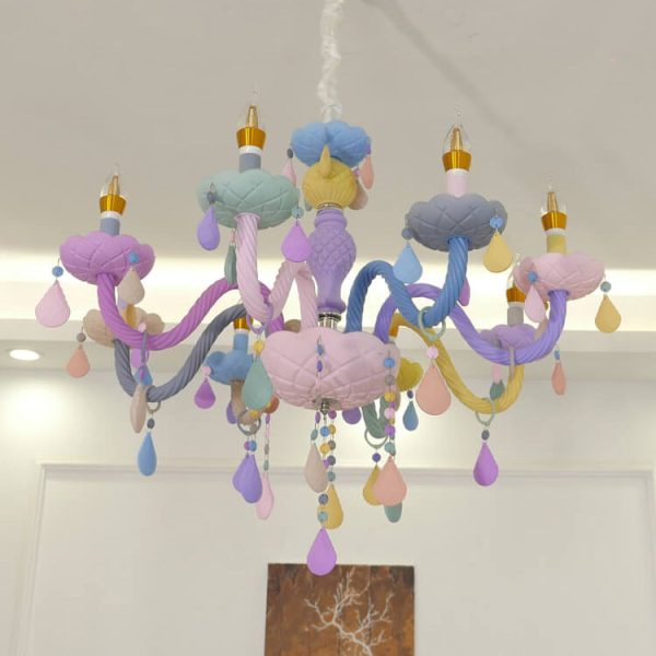 Modern Children's Princess Macaroon Candelabra Crystal Glass 5/6/8/10/12/15 Light Chandelier - Image 21