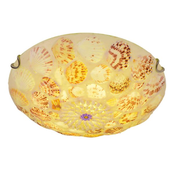 European Mediterranean Shell Art Round LED Flush Mount Ceiling Light - Image 16