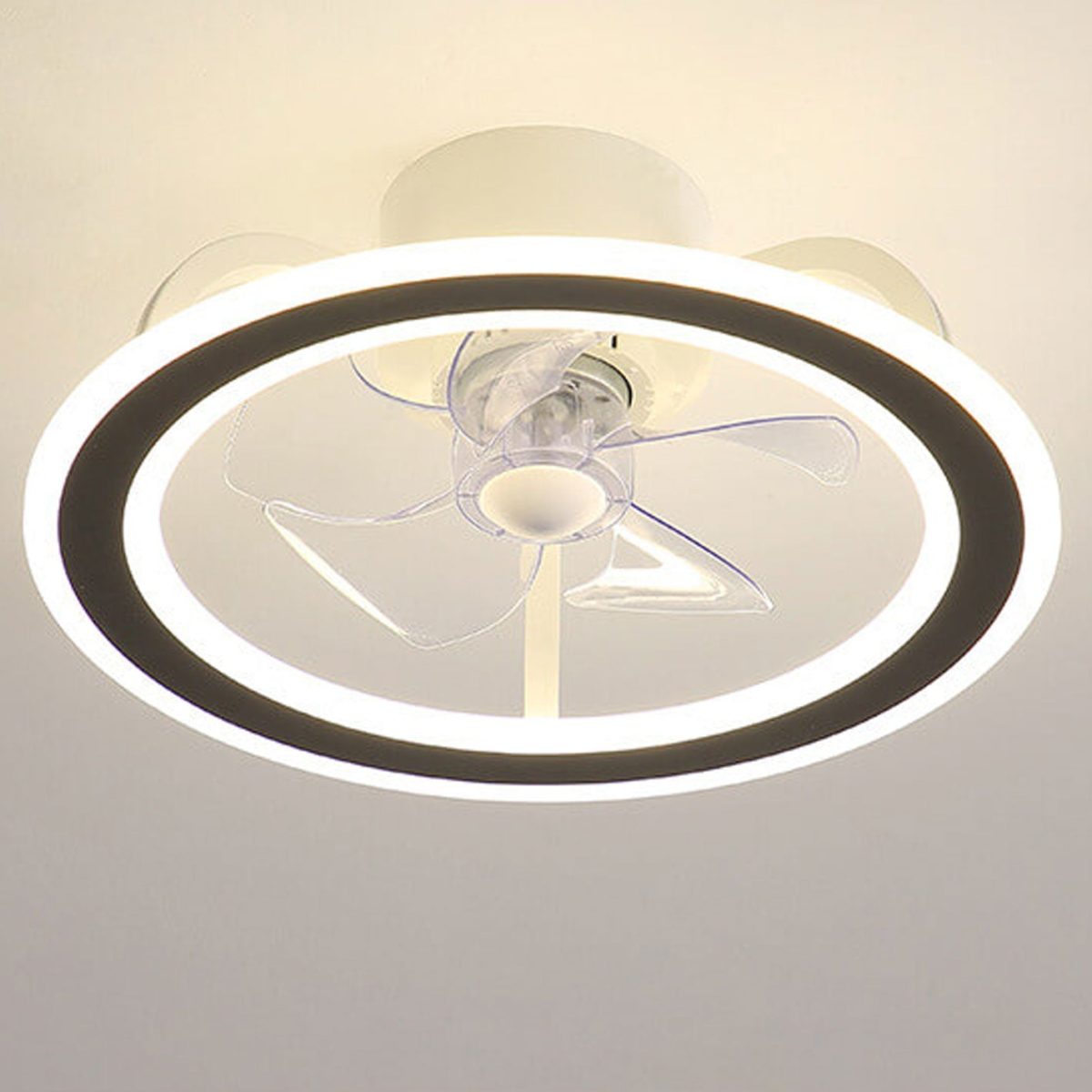 Nordic Creative Round LED Semi-Flush Mount Ceiling Fan Light - Image 5