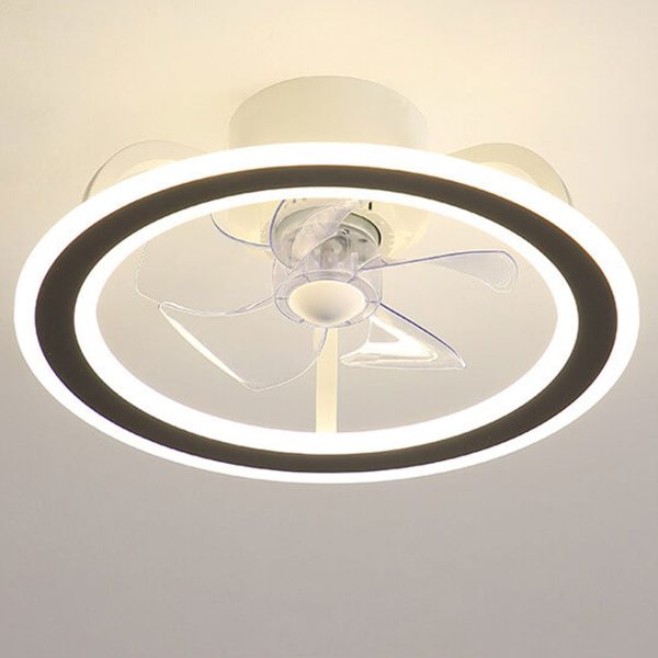 Nordic Creative Round LED Semi-Flush Mount Ceiling Fan Light - Image 5