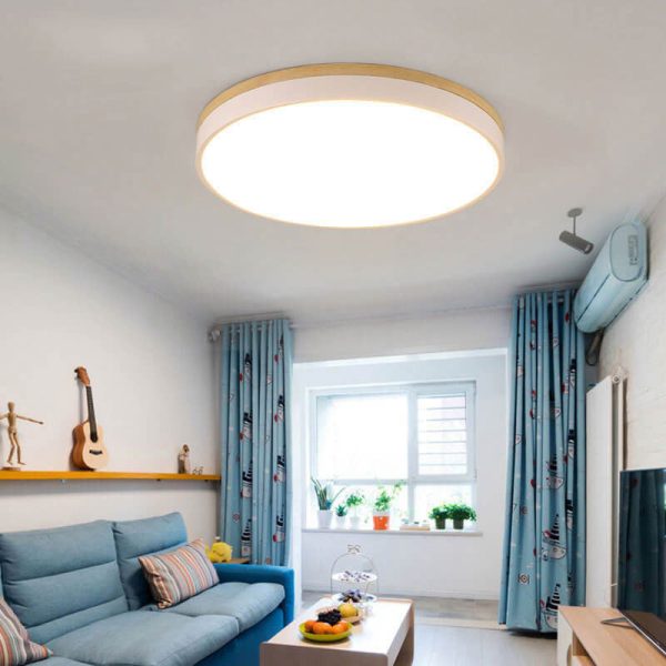 Nordic Simple Solid Wood Round LED Flush Mount Ceiling Light - Image 14