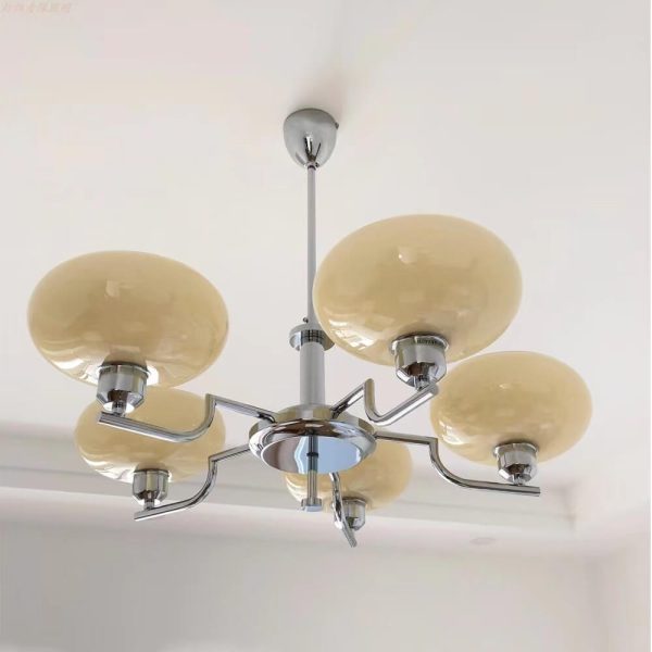 Nordic Vintage Milk White Glass Dome Chrome 3/5 Light Chandelier - Image 22