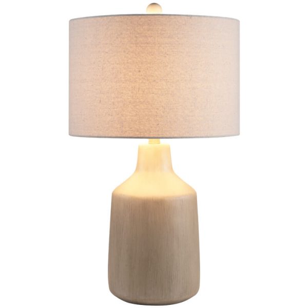 Vintage Minimalist Fabric Cement Base 1-Light Table Lamp - Image 8