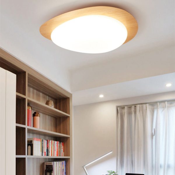 Contemporary Scandinavian Pebble Shape Iron Acrylic LED Flush Mount Ceiling Light For Bedroom - Image 12