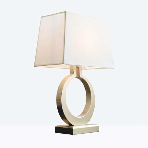Modern Luxury Fabric Golden Ring Base 1-Light Table Lamp - Image 5