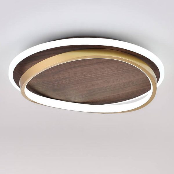 Nordic Minimalist Circular Walnut Grain LED Flush Mount Ceiling Light - Image 5