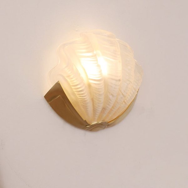 Modern Art Deco Shell Brass Glass 1-Light Wall Sconce Lamp For Living Room - Image 25