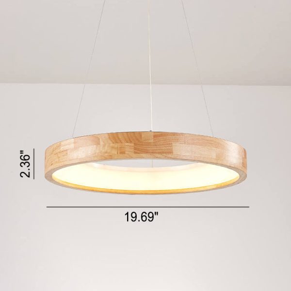 Japanese Simplicity Log Circle Island Light LED Chandelier - Image 6
