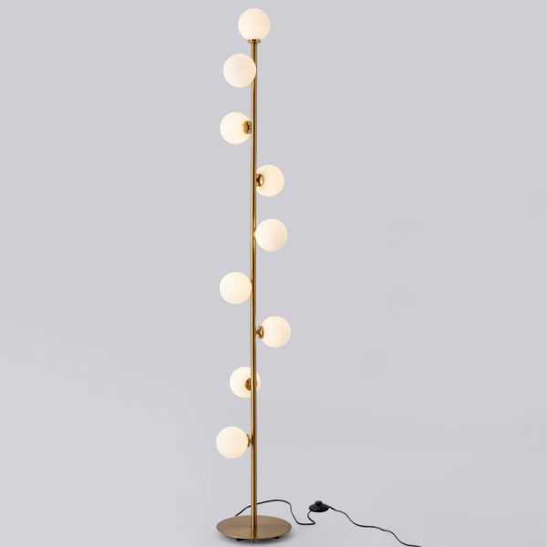 Contemporary Scandinavian Cylindrical Metal Glass 9-Light Standing Floor Lamp For Living Room - Image 6