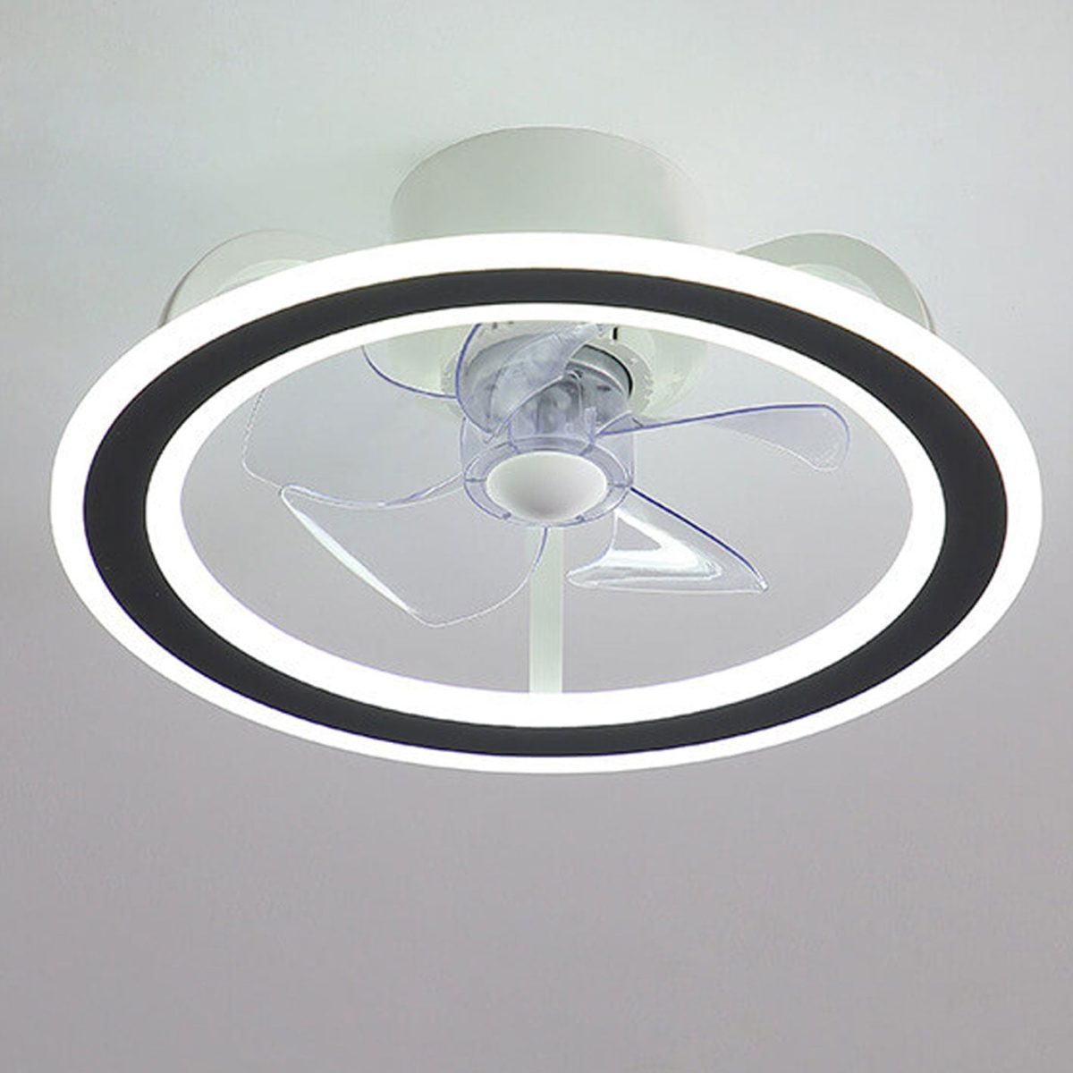 Nordic Creative Round LED Semi-Flush Mount Ceiling Fan Light - Image 2