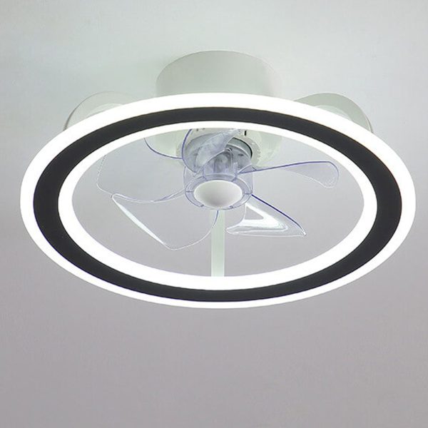 Nordic Creative Round LED Semi-Flush Mount Ceiling Fan Light - Image 2