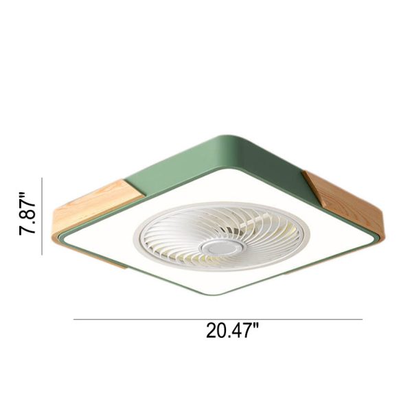 Nordic Macaron Square Wood LED Flush Mount Ceiling Fan Light - Image 10