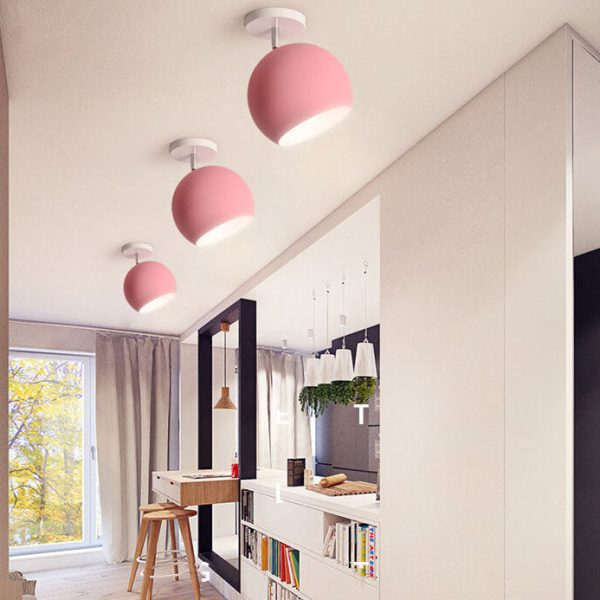 Nordic Macaron Dome 1-Light Semi-Flush Mount Ceiling Light - Image 12