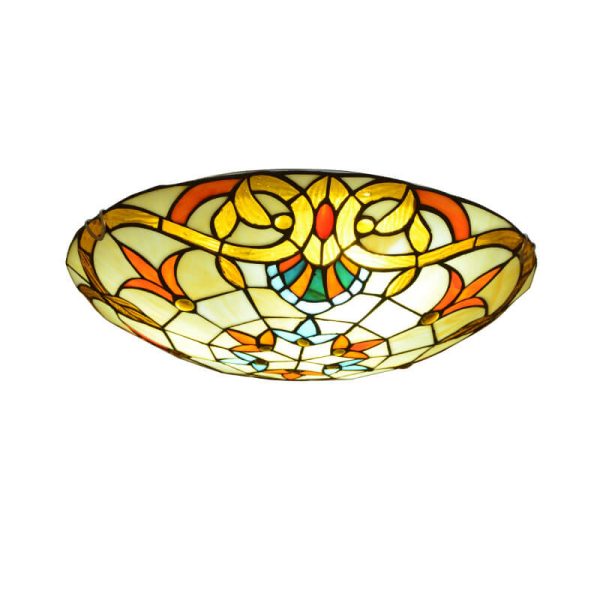 European Tiffany Baroque Round Stained Glass 2/3/4 Light Flush Mount Ceiling Light - Image 14