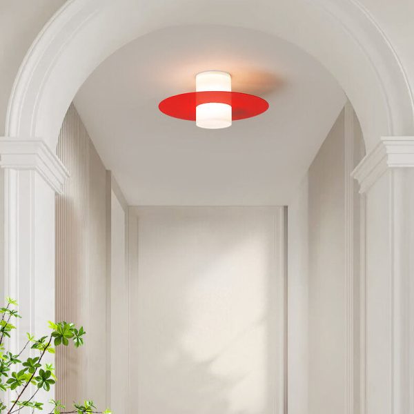 Modern Minimalist Cylindrical Disc Iron Acrylic LED Semi-Flush Mount Ceiling Light - Image 9