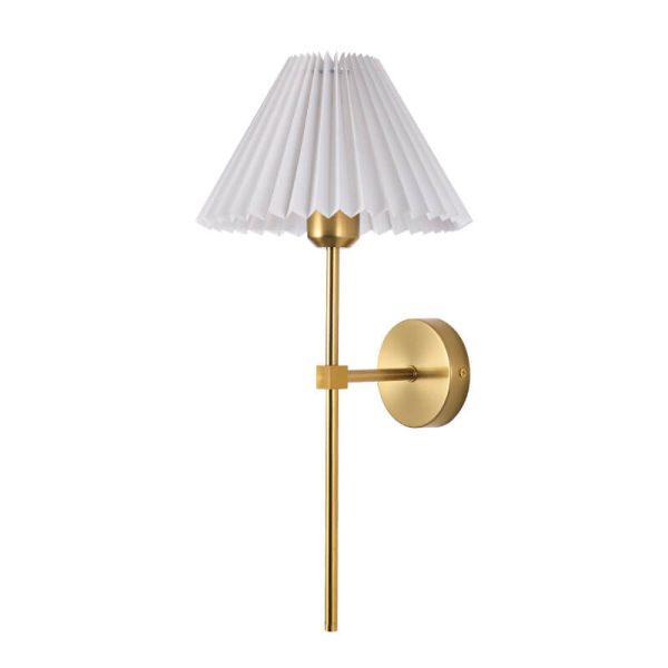 Vintage Pleated Fabric Shade Straight Arm 1-Light Wall Sconce Lamp - Image 12