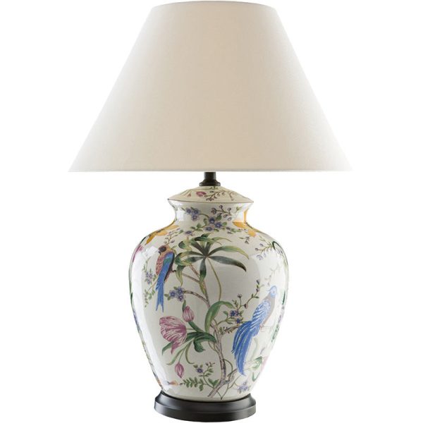 Modern Retro Ceramic Idyllic Flower and Bird 1-Light Table Lamp - Image 5