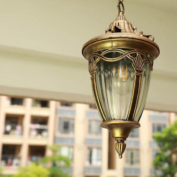 European Vintage Oval Lantern Maple Leaf Outdoor 1-Light Pendant Light - Image 3