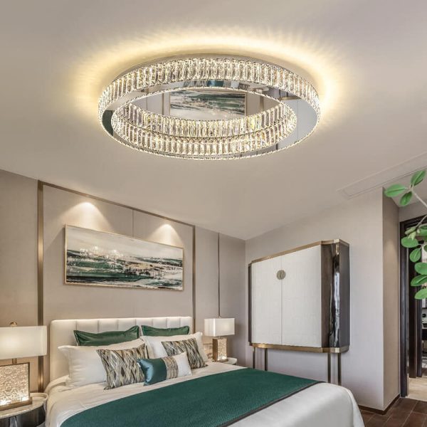 Modern Round Flush Mount Lighting Crystal LED Ceiling Light - Image 15