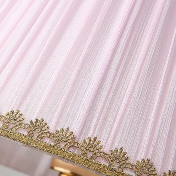 Traditional European Pleated Fabric Shade Ceramic Column Base 1-Light Table Lamp For Study - Image 5