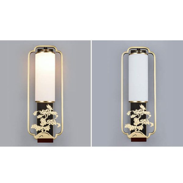 Modern New Chinese Copper Glass Column Ring 1-Light Wall Sconce Lamp - Image 15