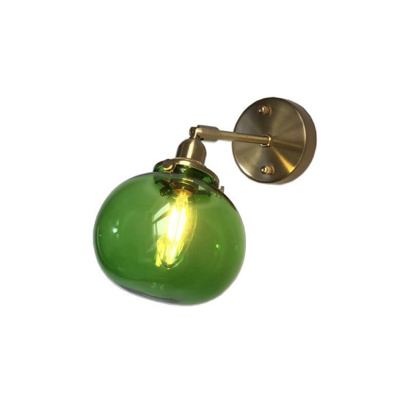 Japanese Vintage Round Ball Glass Brass 1-Light Wall Sconce Lamp - Image 7