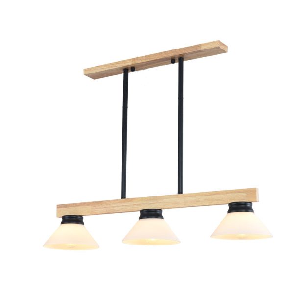 Nordic Solid Wood Cone Glass Shade 3/4 Light Island Light Chandelier - Image 11
