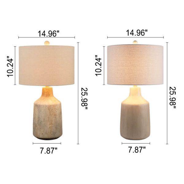 Vintage Minimalist Fabric Cement Base 1-Light Table Lamp - Image 16