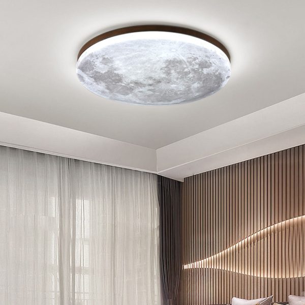 Nordic Minimalist Moon Round Acrylic LED Flush Mount Ceiling Light - Image 4