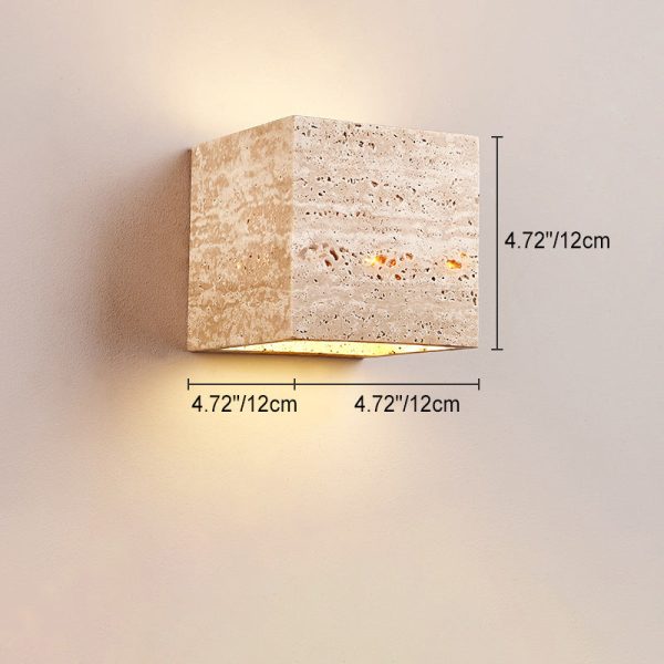 Traditional Japanese Waterproof Yellow Travertine Square LED Wall Sconce Lamp For Hallway - Image 5