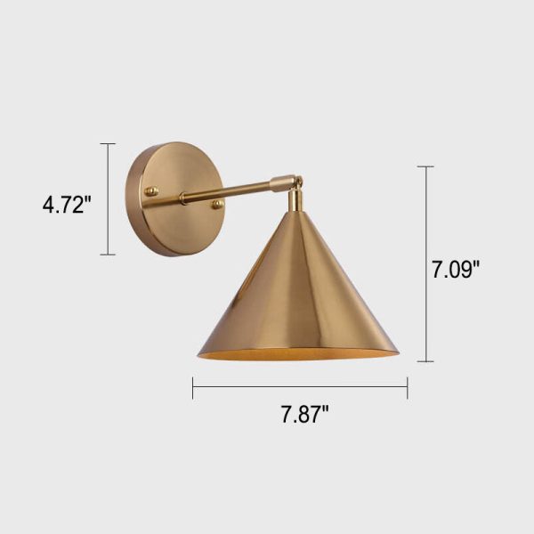 Modern Simple Iron Plated Brass Cone Round 1-Light Wall Sconce Lamp - Image 4